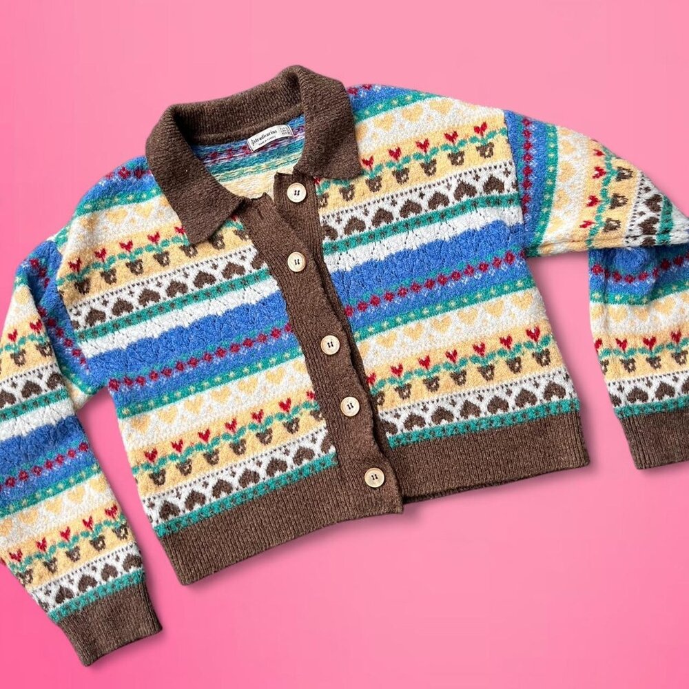 Vintage style Stradivarius fair isle cardigan
